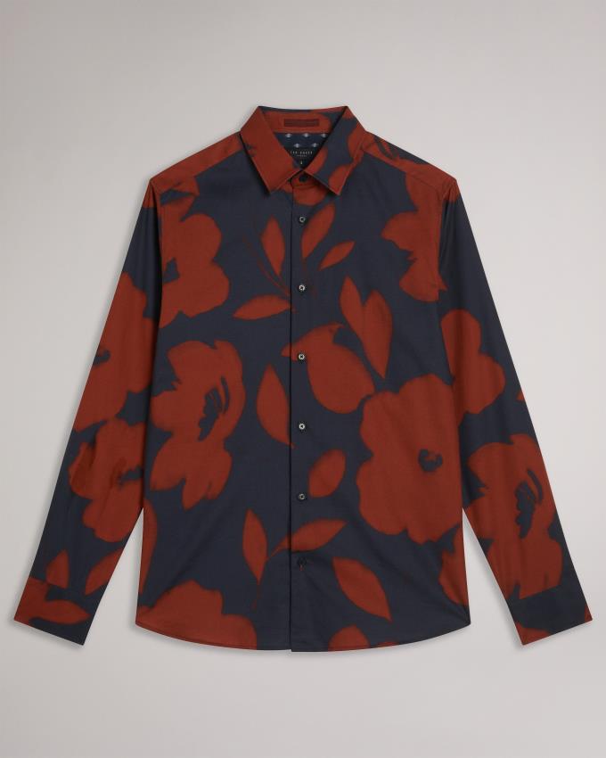 Chemises Ted Baker Long Sleeve Large Floral Print Bleu Marine Homme | VOS-63185032